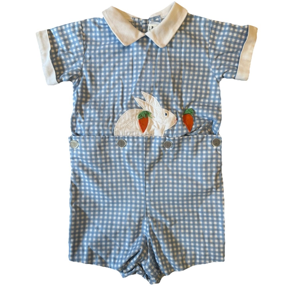 Vintage Jayne Copeland Shortall Romper 24M Easter Outfit Bunny Rabbit Springtime